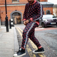 Load image into Gallery viewer, New Colorful Plaid Men Casual Zipper Set Autumn Tracksuit Set Male Sweatshirt Pocket Fashion Jackets Men Tracksuit Sets Mens set
