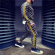 Load image into Gallery viewer, New Colorful Plaid Men Casual Zipper Set Autumn Tracksuit Set Male Sweatshirt Pocket Fashion Jackets Men Tracksuit Sets Mens set
